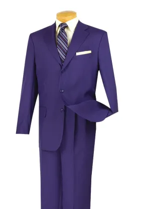 Men's Basic Two Piece, 3 buttons Suit Color Purple