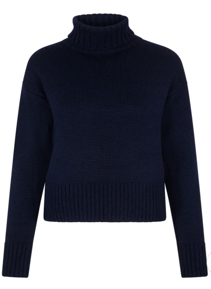 Navy Mariner Merino Crop Pullover