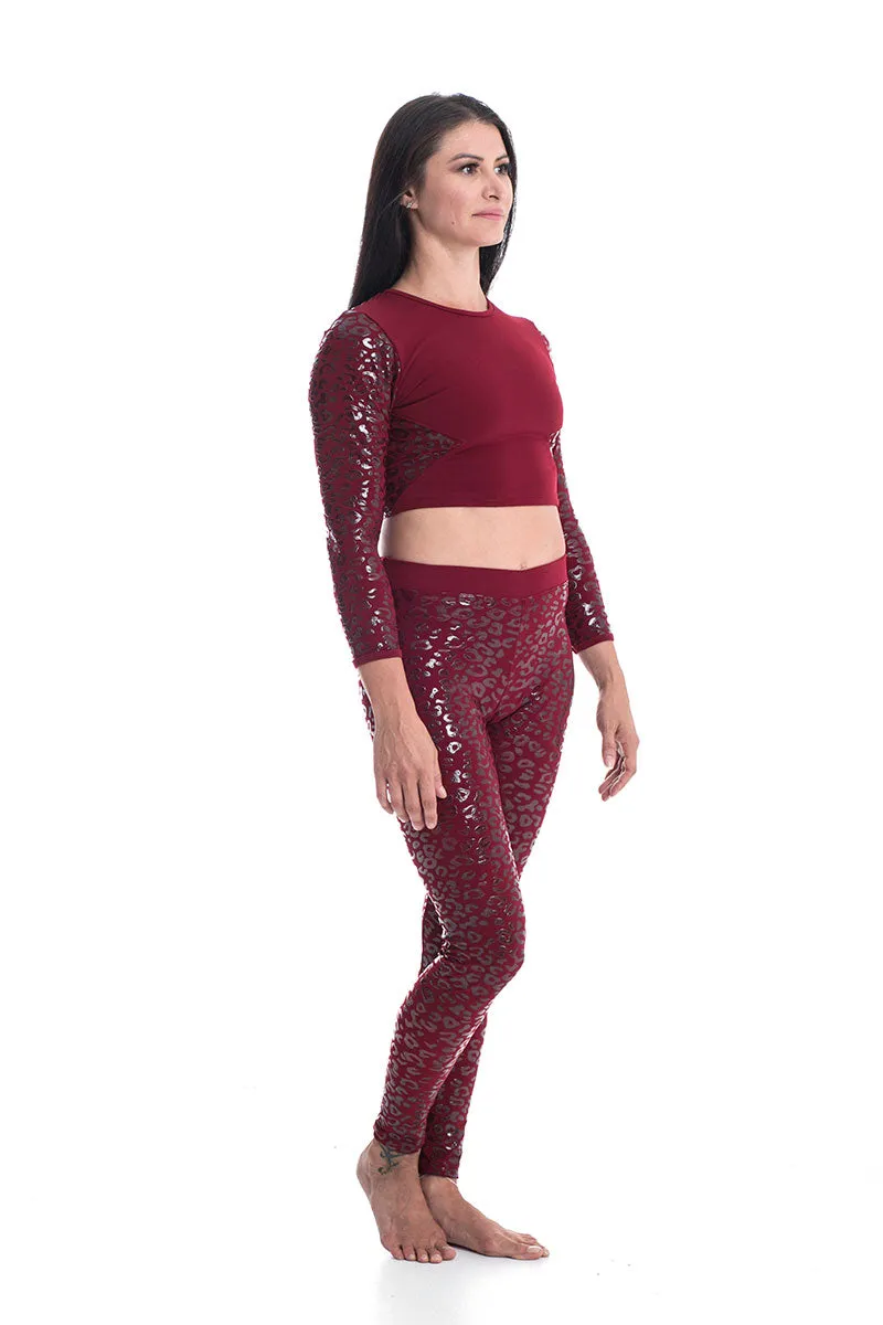 Paradise Chick Superhero Series Ultra Grip Crop Top - Cherry Leopard