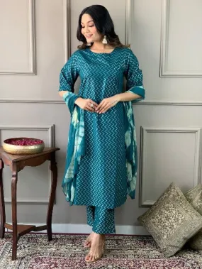 Peacock Green South Cotton Handloom Salwar Suit Set