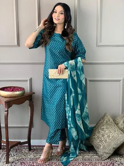 Peacock Green South Cotton Handloom Salwar Suit Set