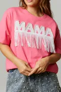 PEARL & FRINGE MAMA PINK TEE