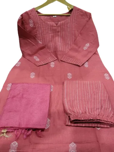 Stunning Pink Handloom South Cotton Salwar Suit Set