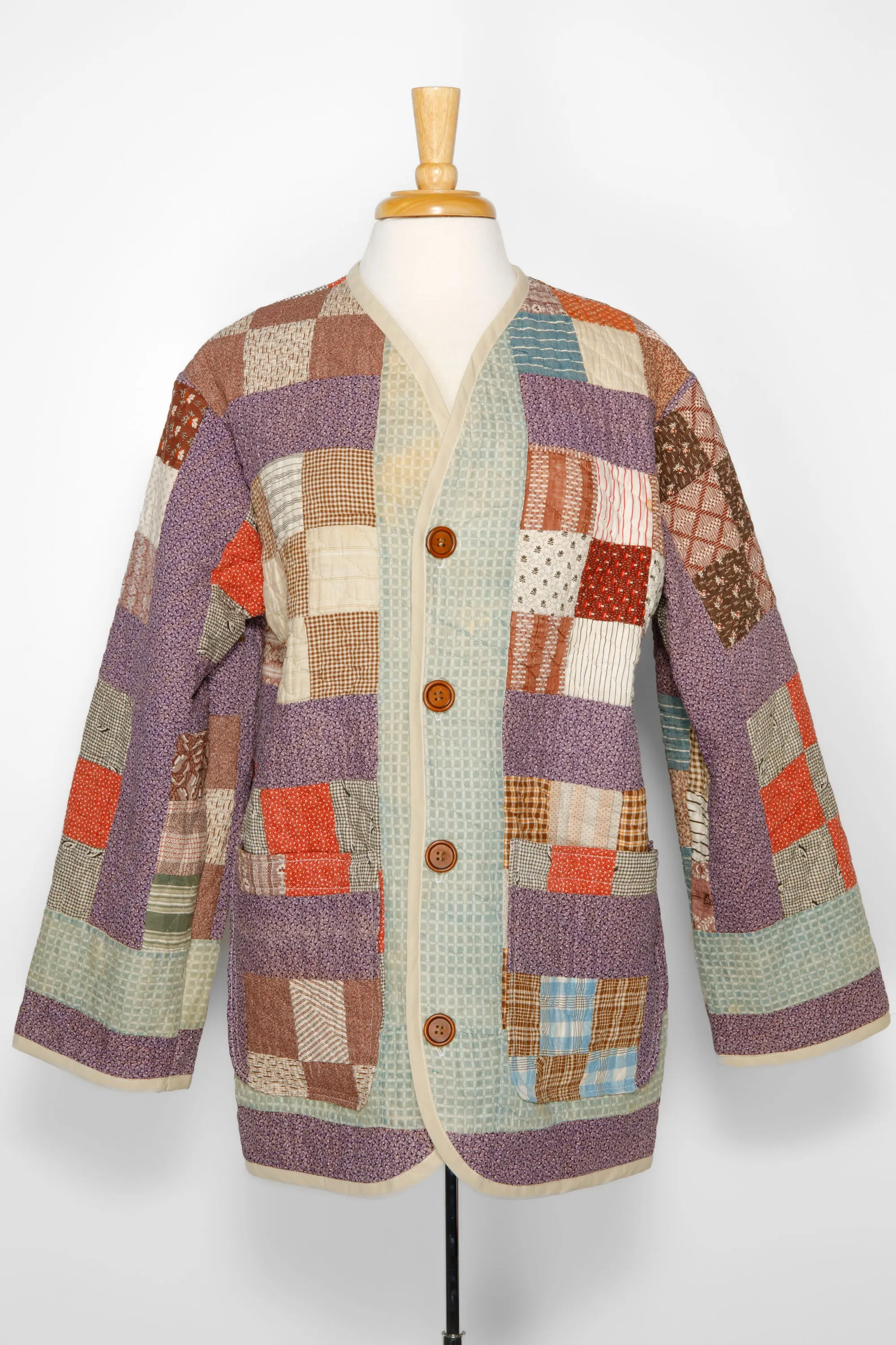 Purple 9 Patch Cardigan Chore Coat (Unisex Small)