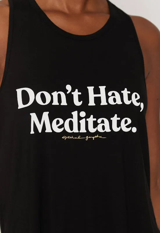 Spiritual Gangster - Meditate Twist Back Tank Top Black