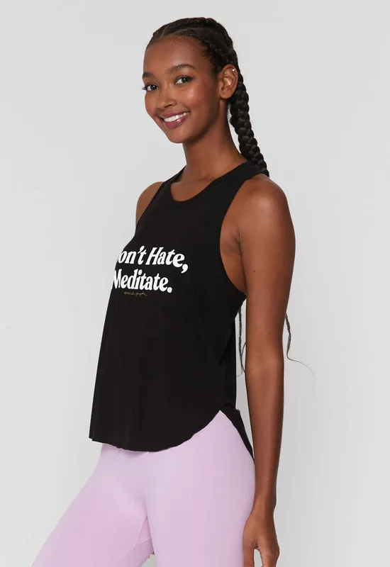 Spiritual Gangster - Meditate Twist Back Tank Top Black