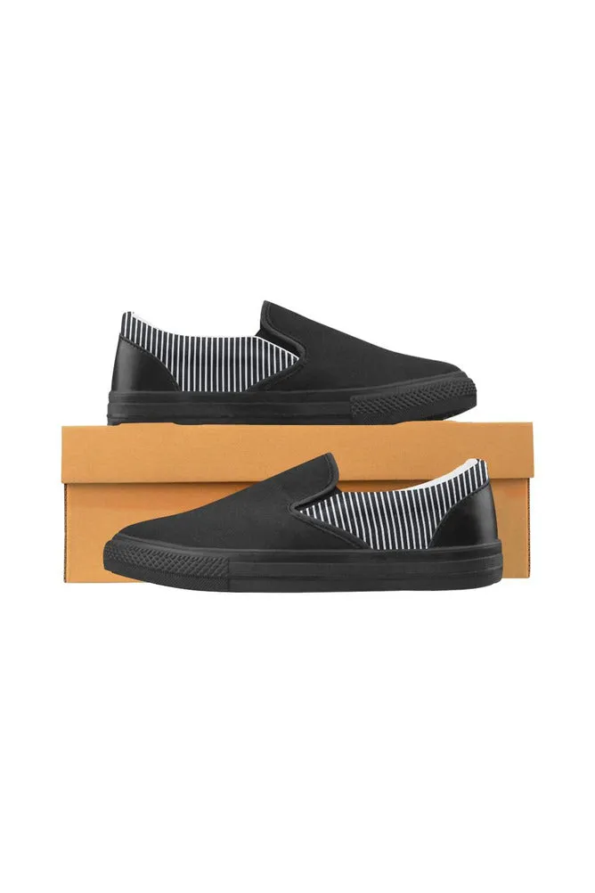 Stripes Men's Slip-on Canvas Shoes (Model 019)