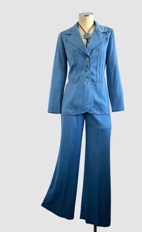 SUIT UP 70s Monochromatic Jacket and Pants Blue Suit  Small