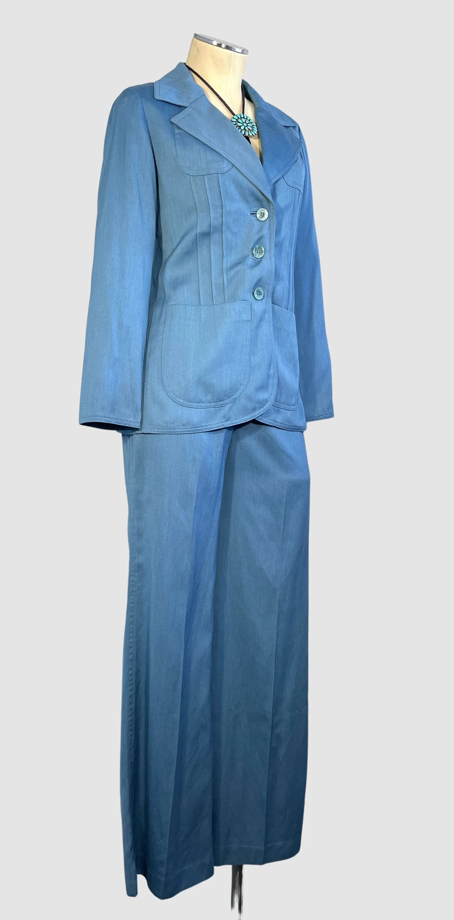 SUIT UP 70s Monochromatic Jacket and Pants Blue Suit  Small