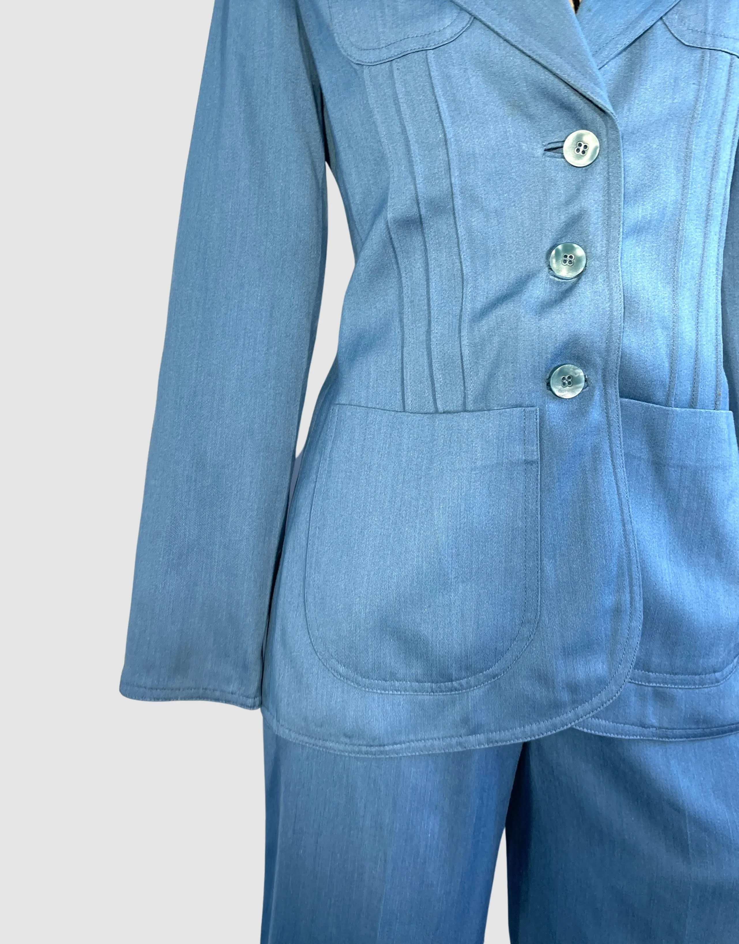 SUIT UP 70s Monochromatic Jacket and Pants Blue Suit  Small