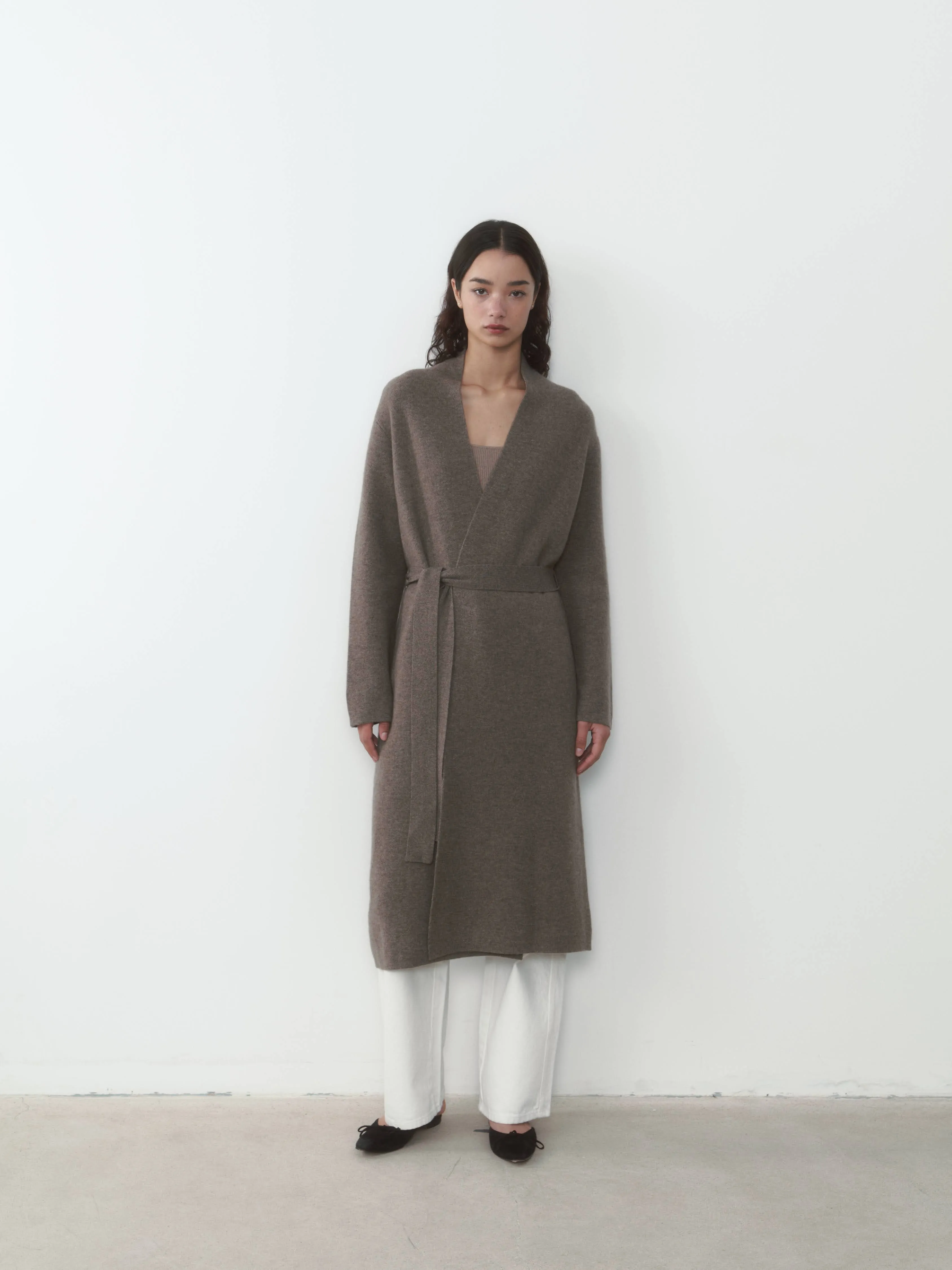 THE LONG CASHMERE CARDIGAN - GRIZZLY