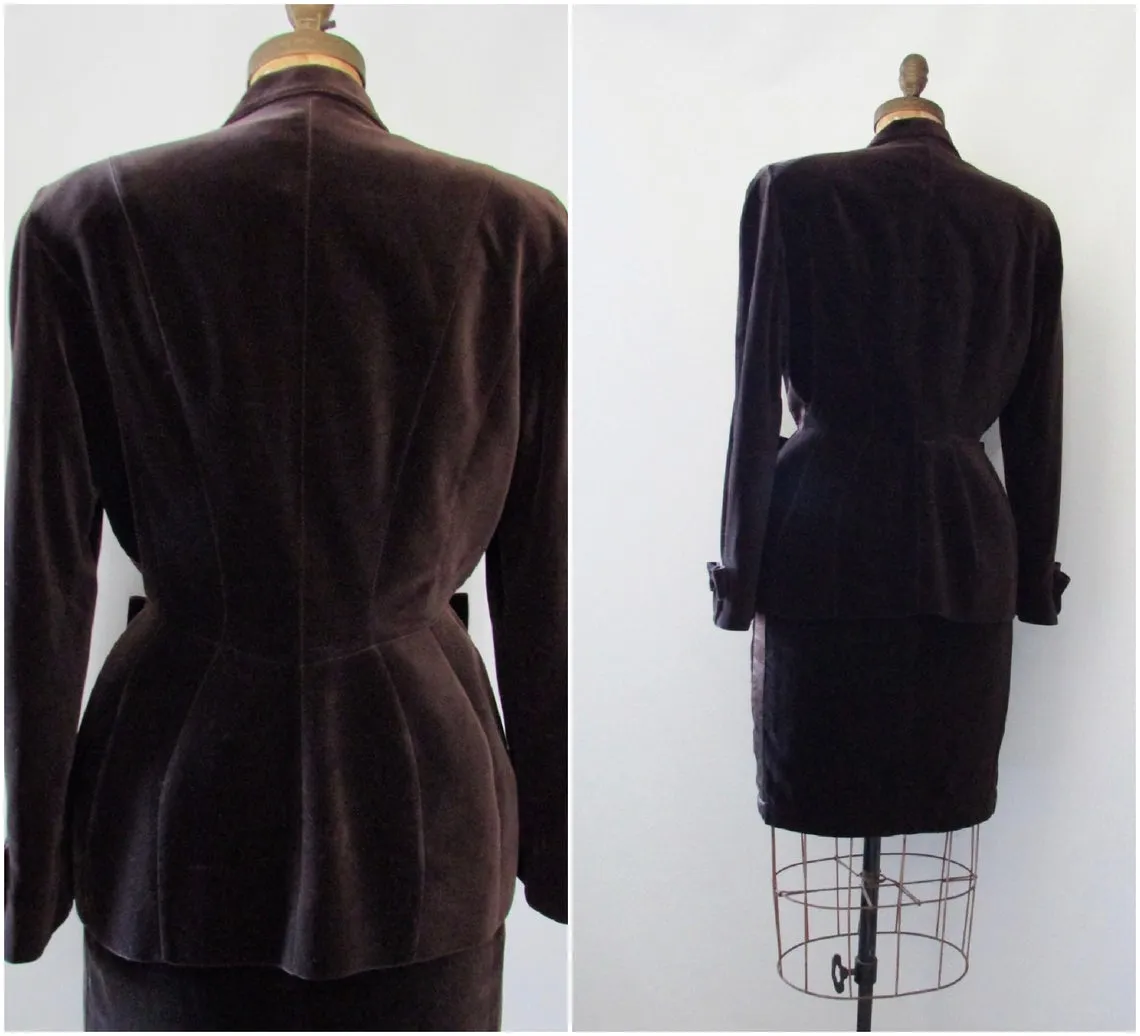 THIERRY MUGLER 80s Brown Velvet Tuxedo Suit, Size Medium