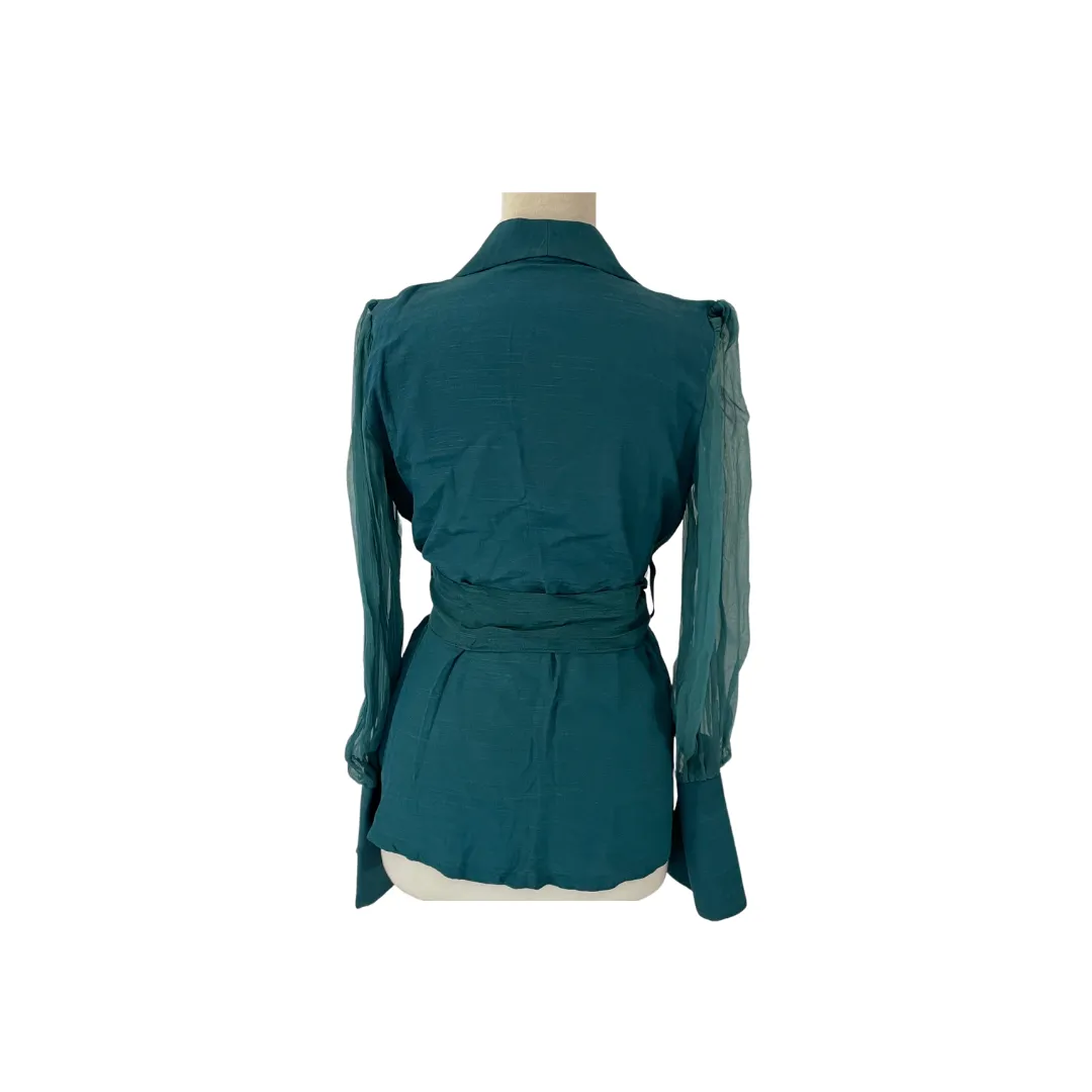 Vanya Bottle Green Formal Belted Top | Pre Loved |