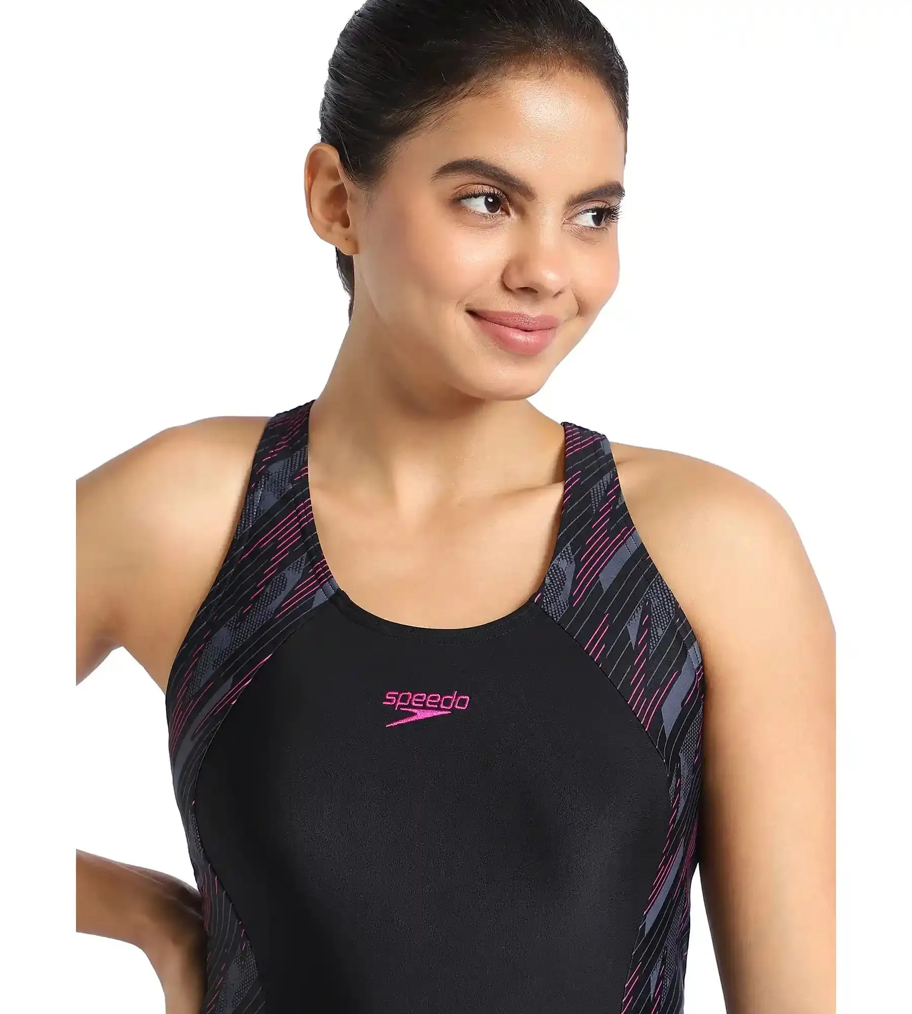 Women's Endurance Hyperboom Splice Legsuit Swimwear  - Black  &  Electric Pink