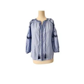 ZARA Blue Embroidered Peasant Top | Pre Loved |