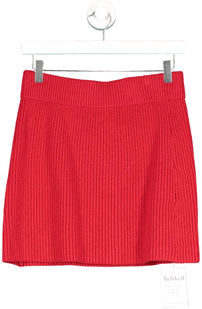 ZARA Red Knitted Mini Skirt UK M